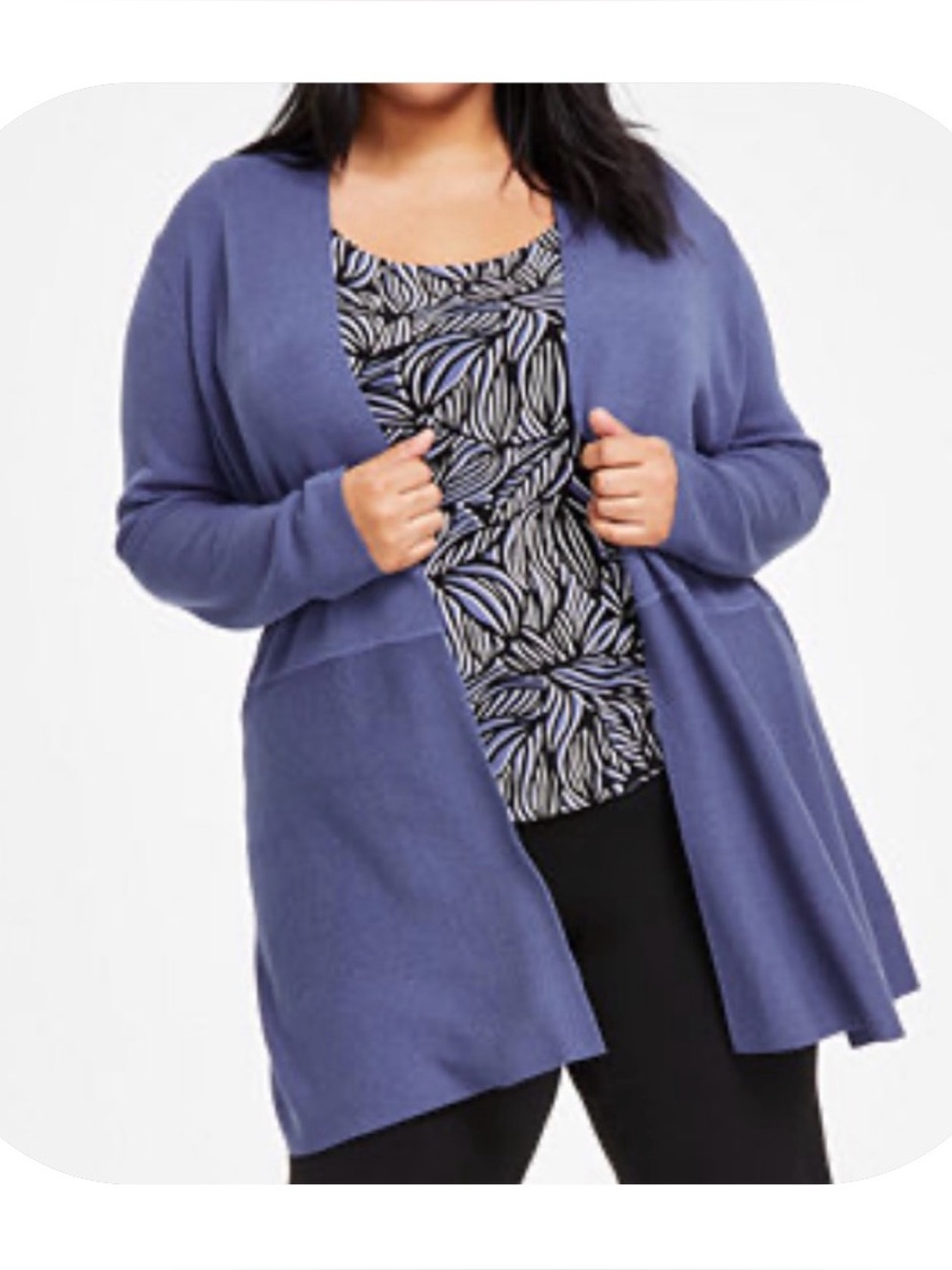 Anne Klein L periwinkle shade open cardigan